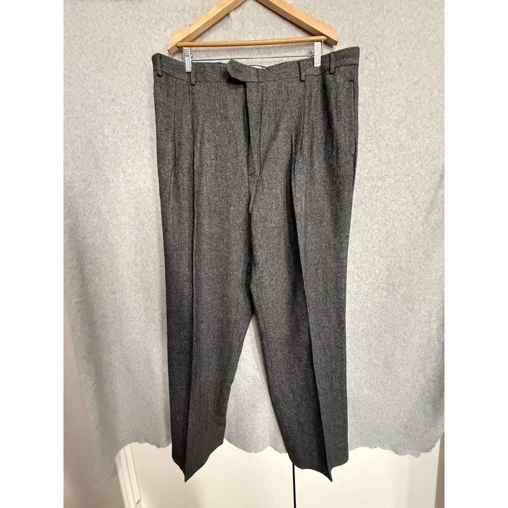 Calvin Klein Suit Mens 48L 42x34‎ Black Gray Wool 2 Piece Jacket Pants Classic